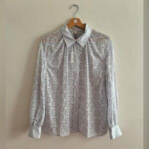 NWT Marc Jacobs eyelet button up blouse 8 grey pale blue